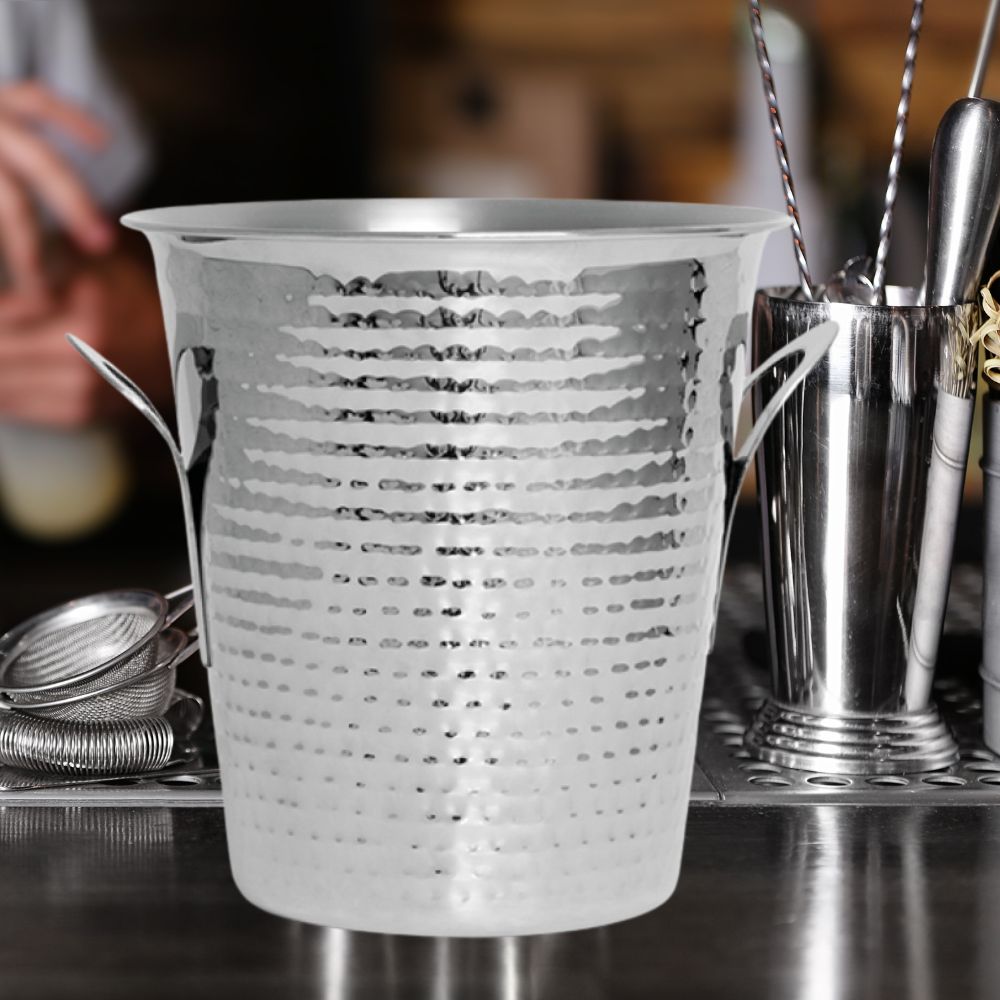 Frapiera inox cu manere, Ø21 x H20, finisaj lovituri de ciocan