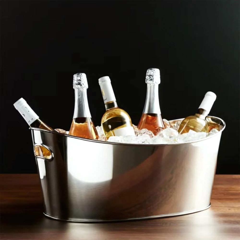 Frapiera ovala mare inox, 6 sticle, lucios, 53x33xH24 cm, 10 L