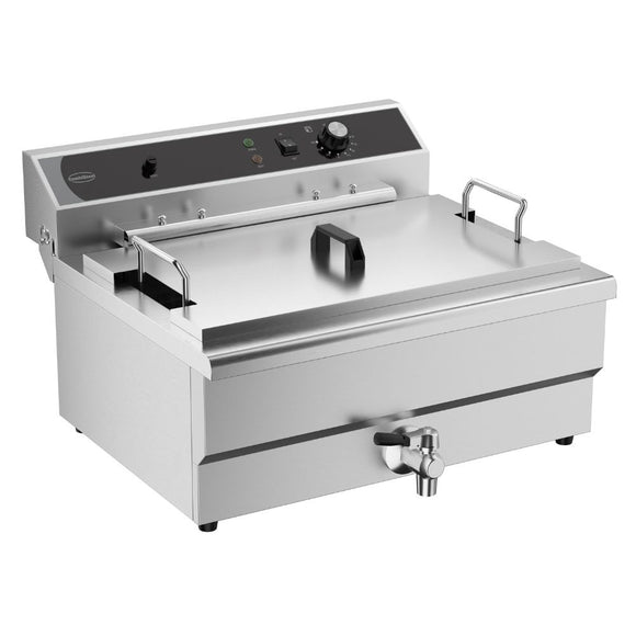 Friteuza electrica de banc, 25 Litri cu robinet evacuare ulei, 6 kW, 380 V.