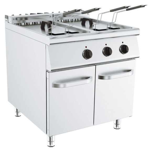 Friteuza profesionala inox, 2x22 Litri, alimentare electrica 380 V, robinet evaucare, putere 36 kW