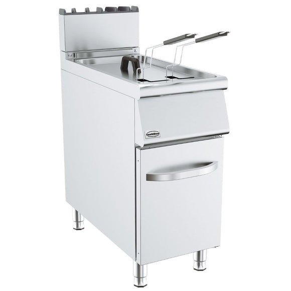 Friteuza profesionala inox, 19 Litri, alimentare gaz, robinet evaucare, putere 18 kW.