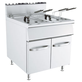 Friteuza profesionala inox, 2x19 Litri, alimentare gaz, robinet evaucare, putere 36 kW
