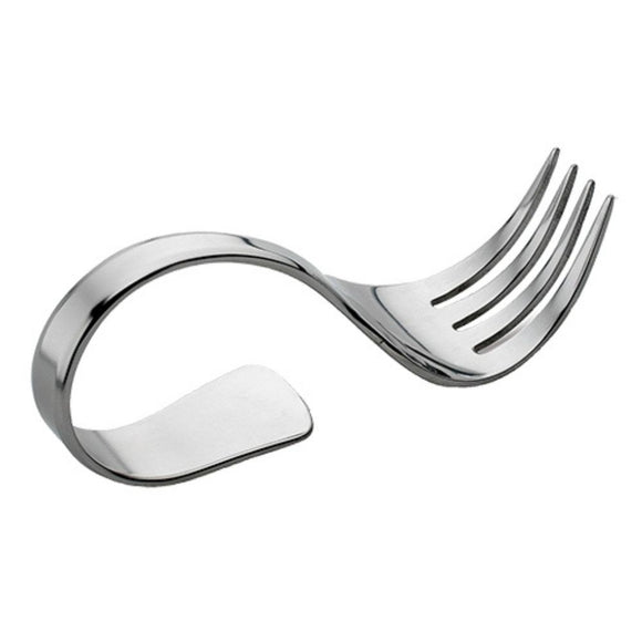 Furculita Gourmet curbata servire bufet / finger food, inox 12 cm