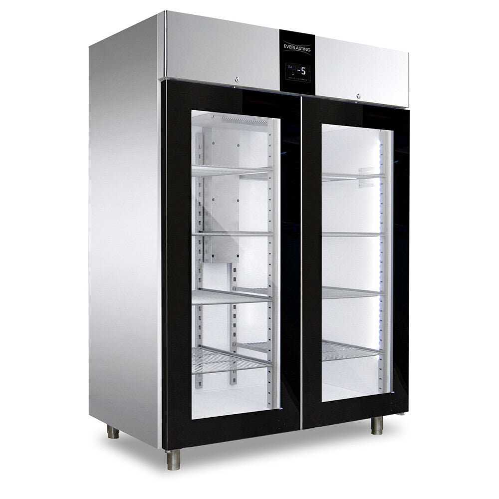 Congelator inox, GN 2/1, temperatura -10° -22°C, capacitate 1400 Litri, 2 usi sticla, functii HACCP, setare umiditate, Classic 1500