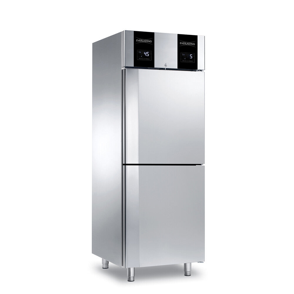 Frigider inox cu 2 zone refrigerare, GN 2/1, temperatura -2° +10°C, capacitate 2x300 Litri, 2 usi, functii HACCP, setare umiditate, Classic 700
