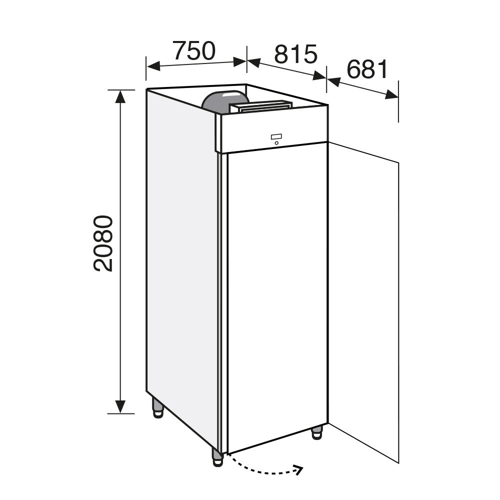 Frigider inox, GN 2/1, temperatura -2° +10°C, capacitate 700 Litri, clasa energetica B, Basic 700