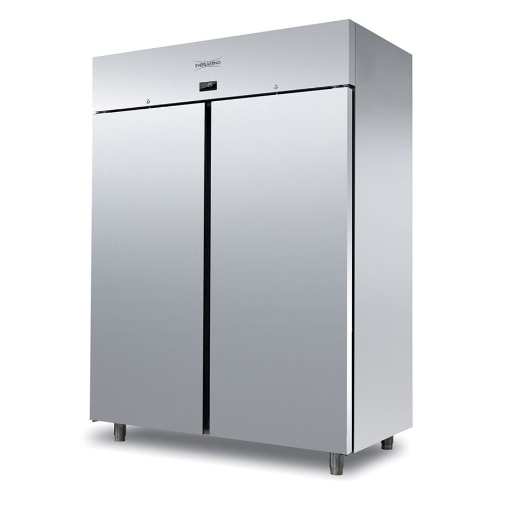 Dulap de congelare inox cu 2 usi, inox AISI 304, temp. -10° -20°C, temp. ambietala max. +43°C, izolatie 75mm., refrigerant R290 ecologic, clasa energetica C - EVERLASTING Italia (Copy) (Copy)
