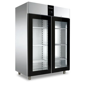 Congelator inox, GN 2/1, temperatura -10° -22°C, capacitate 1400 Litri, 2 usi sticla, functii HACCP, setare umiditate, Professional 1500