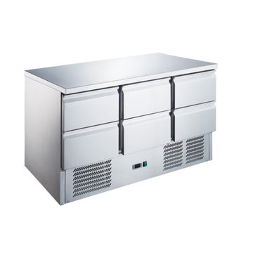 Masa Frigorifica Hurakan +2...+8 °C, 6 sertare, racire statica, inox, latime 1365 mm