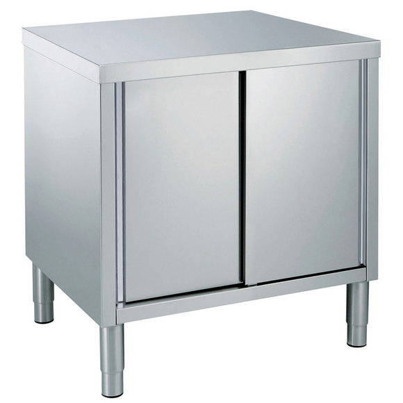 Masa inox tip dulap, 1000 x 600 x H850 mm. cu usi culisante