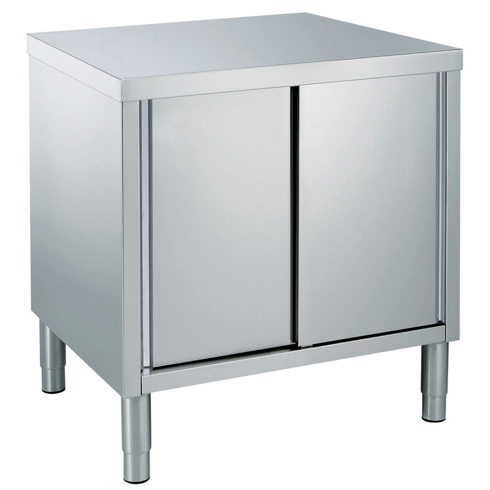 Masa inox tip dulap, 1000 x 700 x H850 mm. cu usi culisante