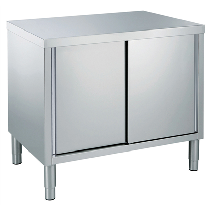 Masa inox tip dulap, 1200 x 700 x H850 mm. cu usi culisante