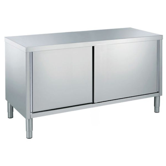 Masa inox tip dulap, 1800 x 600 x H850 mm. cu usi culisante