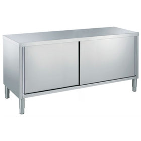 Masa inox tip dulap, 2000 x 600 x H850 mm. cu usi culisante