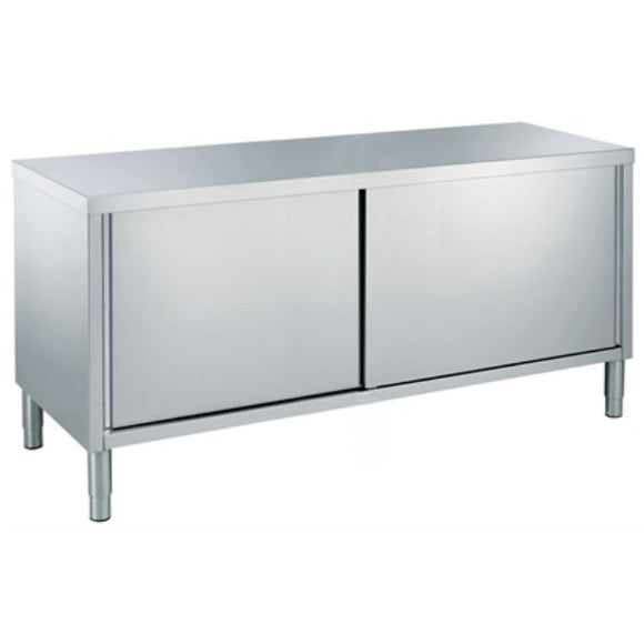 Masa inox tip dulap, 2000 x 600 x H850 mm. cu usi culisante