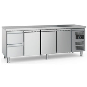 Masa refrigerata inox cu 3 usi, si 2 sertare, temp. +2 / +8 °C