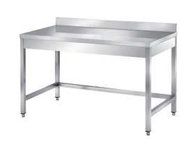 Masa inox, 700 x 700 x H850 mm. cu 3 bare, inaltator la perete