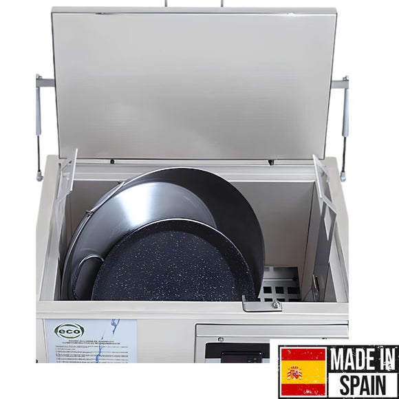 Interior decarbonizator Frucosol MC500 – cuva inox 110 litri pentru oale, tavi GN si gratare cu depuneri de grasime carbonizata, curatare fara frecare manuala