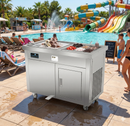 Masina de inghetata thailandeza cu plita refrigerata 50x50 cm si dulap depozitare refrigerata-1