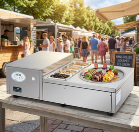 Masina de inghetata thailandeza cu plita refrigerata Ø34 cm,