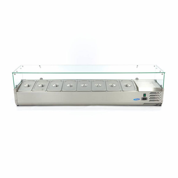 Vitrina refrigerata de banc pentru ingrediente Maxima, 180cm, 8 cuve GN 1/3, 230 litri, 230V