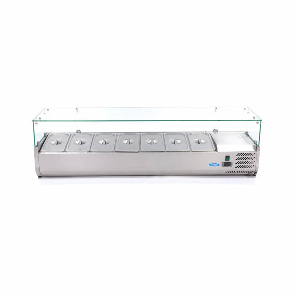 Vitrina refrigerata de banc pentru ingrediente Maxima, 160cm, 7 cuve GN 1/3, 200 litri, 230V