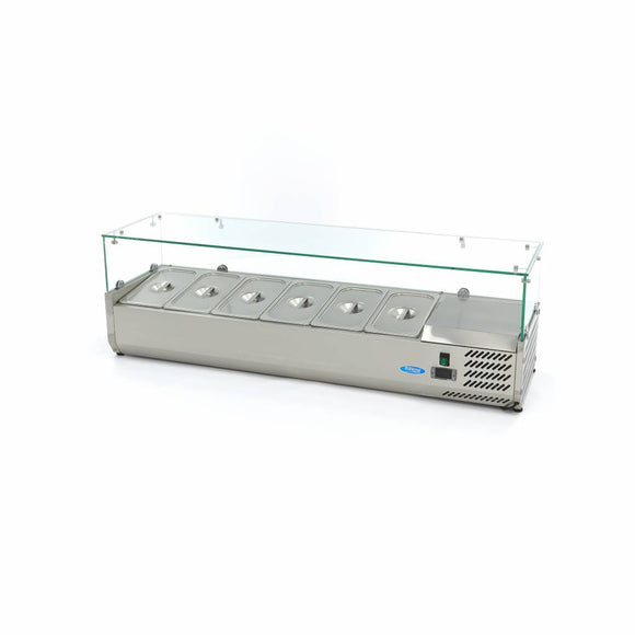 Vitrina refrigerata de banc pentru ingrediente Maxima, 140cm, 6 cuve GN 1/3, 174 litri, 230V