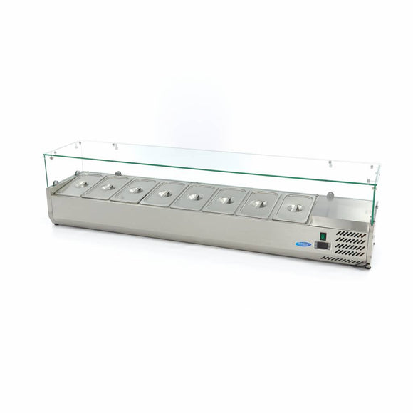 Vitrina refrigerata de banc pentru ingrediente Maxima, 180cm, 8 cuve GN 1/3, 230 litri, 230V