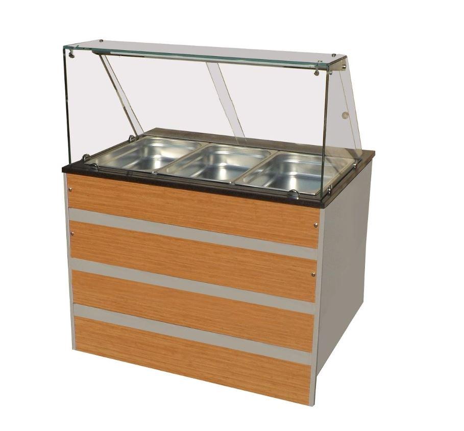 Modul bain marie cald autoservire, +30 / +90ºC, 3 GN 1/1, iluminare cu LED, 2.02 kW - eurogastro.ro