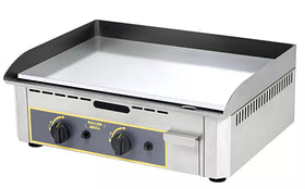 Plita fry top pe gaz cu suprafata din otel cromat - 2 zone de gatit, 6,4 kW