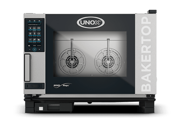 Cuptor UNOX pentru patiserie BAKERTOP MIND.Maps PLUS 4 tăvi 600×400 alimentare electrică comenzi digitale PLUS — balama stânga
