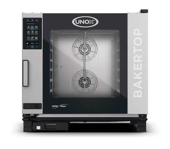 Cuptor UNOX pentru patiserie BAKERTOP MIND.Maps PLUS 6 tăvi 600×400 alimentare gaz comenzi digitale PLUS — balama stânga