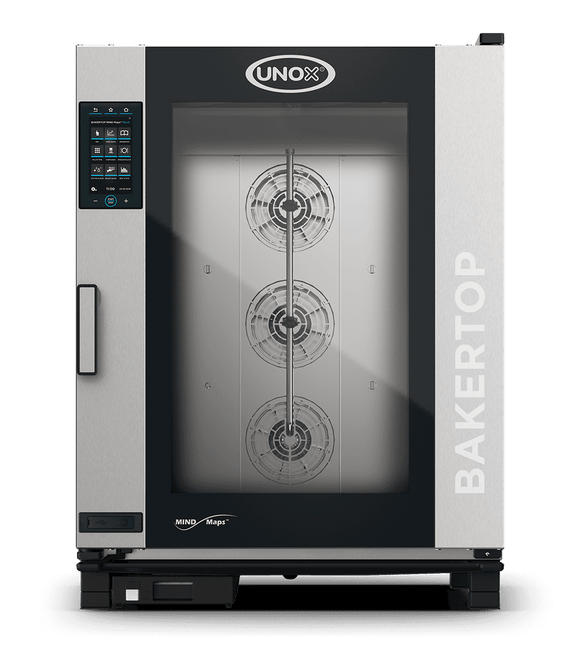 Cuptor UNOX pentru patiserie BAKERTOP MIND.Maps PLUS 10 tăvi 600×400 alimentare electrică comenzi digitale PLUS — balama stânga