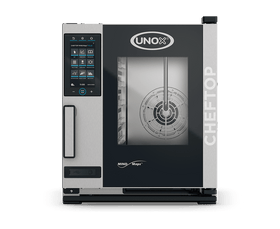 Cuptor UNOX pentru bucătărie CHEFTOP MIND.Maps PLUS COMPACT 316L 5 tăvi GN 1/1 alimentare electrică comenzi digitale PLUS — balama stânga