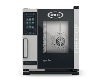 Cuptor UNOX pentru bucătărie CHEFTOP MIND.Maps PLUS COMPACT 316L 5 tăvi GN 1/1 alimentare electrică comenzi digitale PLUS — balama stânga