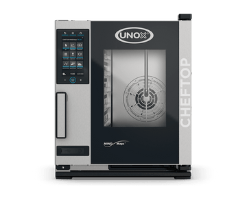 Cuptor UNOX pentru bucătărie CHEFTOP MIND.Maps PLUS COMPACT 316L 5 tăvi GN 2/3 alimentare electrică comenzi digitale PLUS — balama stânga