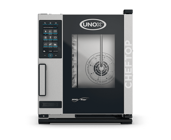 Cuptor UNOX pentru bucătărie CHEFTOP MIND.Maps PLUS COMPACT 316L 5 tăvi GN 2/3 alimentare electrică comenzi digitale PLUS — balama stânga