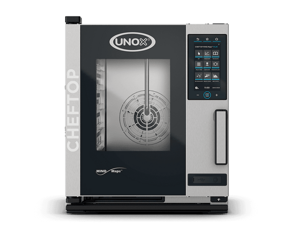 Cuptor UNOX pentru bucătărie CHEFTOP MIND.Maps PLUS COMPACT 5 tăvi GN 2/3 alimentare electrică comenzi digitale PLUS — balama dreapta