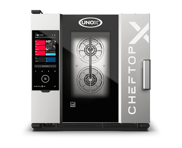 Cuptor UNOX pentru bucătărie CHEFTOP-X 6 tăvi GN 1/1 alimentare electrică comenzi digitale Digital.ID — balama dreapta cu colectare grăsime