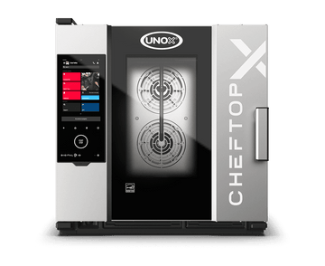 Cuptor UNOX pentru bucatarie CHEFTOP-X 6 tavi GN 1/1 alimentare electrica comenzi digitale Digital.ID — balama dreapta cu Ethernet si colectare grasime