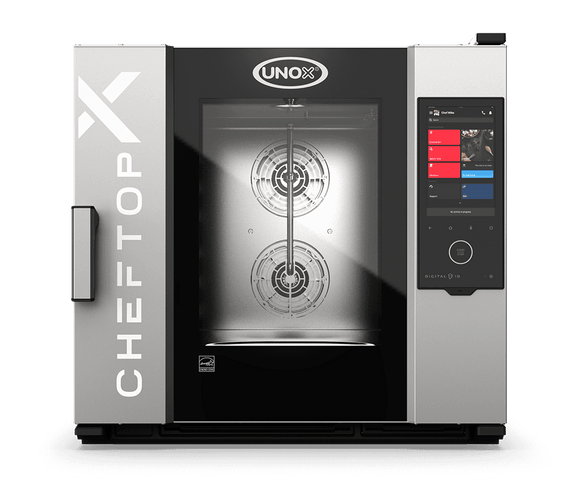 Cuptor UNOX pentru bucătărie CHEFTOP-X 6 tăvi GN 2/1 alimentare electrică comenzi digitale Digital.ID — balama stânga cu Ethernet