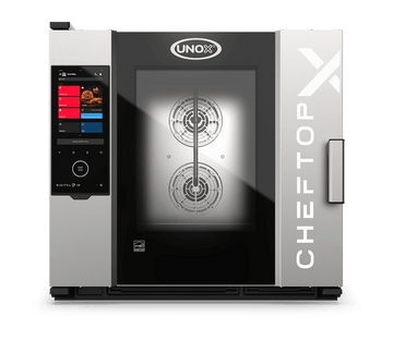 Cuptor UNOX pentru bucătărie CHEFTOP-X 6 tăvi GN 2/1 alimentare electrică comenzi digitale Digital.ID — balama dreapta cu colectare grăsime