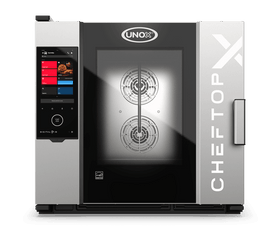 Cuptor UNOX pentru bucătărie CHEFTOP-X 6 tăvi GN 2/1 alimentare electrică comenzi digitale Digital.ID — balama dreapta cu Ethernet și colectare grăsime