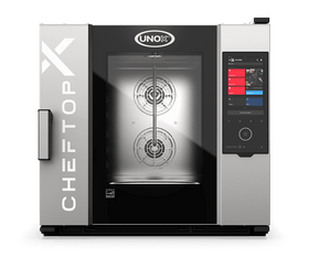 Cuptor UNOX pentru bucătărie CHEFTOP-X 6 tăvi GN 2/1 alimentare gaz comenzi digitale Digital.ID — balama stânga cu Ethernet