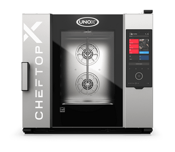 Cuptor UNOX pentru bucătărie CHEFTOP-X 6 tăvi GN 2/1 alimentare gaz comenzi digitale Digital.ID — balama stânga