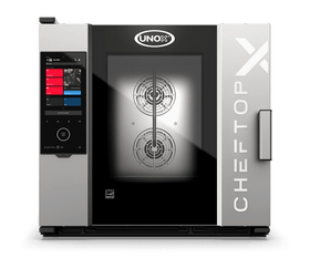 Cuptor UNOX pentru bucătărie CHEFTOP-X 6 tăvi GN 2/1 alimentare gaz comenzi digitale Digital.ID — balama dreapta