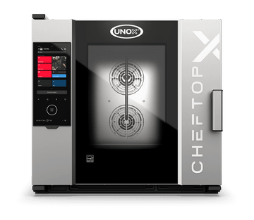 Cuptor UNOX pentru bucătărie CHEFTOP-X 6 tăvi GN 2/1 alimentare gaz comenzi digitale Digital.ID — balama dreapta