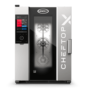 Cuptor UNOX pentru bucătărie CHEFTOP-X 10 tăvi GN 1/1 alimentare gaz comenzi digitale Digital.ID — balama dreapta