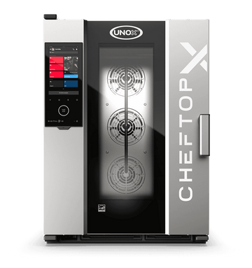 Cuptor UNOX pentru bucătărie CHEFTOP-X 10 tăvi GN 1/1 alimentare gaz comenzi digitale Digital.ID — balama dreapta