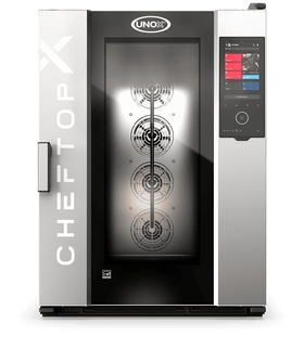 Cuptor UNOX pentru bucătărie CHEFTOP-X 10 tăvi GN 2/1 alimentare electrică comenzi digitale Digital.ID — balama stânga cu colectare grăsime